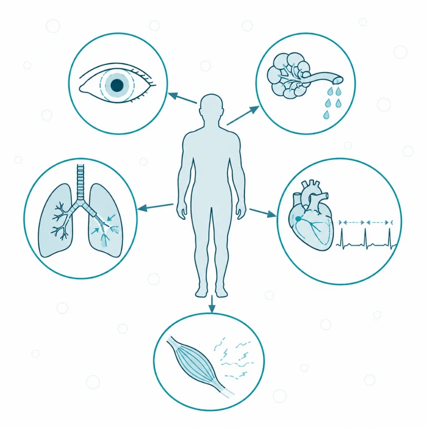 Acetylocholinoesteraza (AChE) — Zespół cholinergiczny — skutki nadmiernego zahamowania