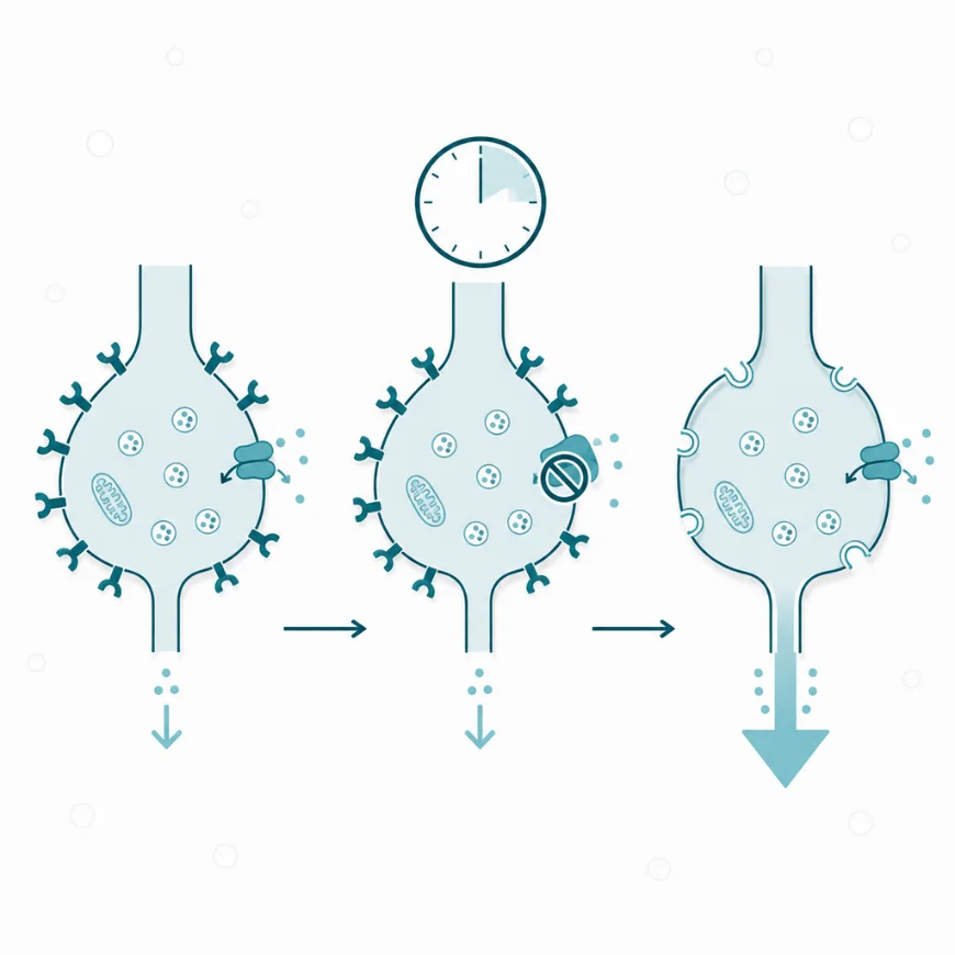 Transporter serotoniny (SERT) — Paradoks opóźnienia — receptory hamujące schodzą z błony
