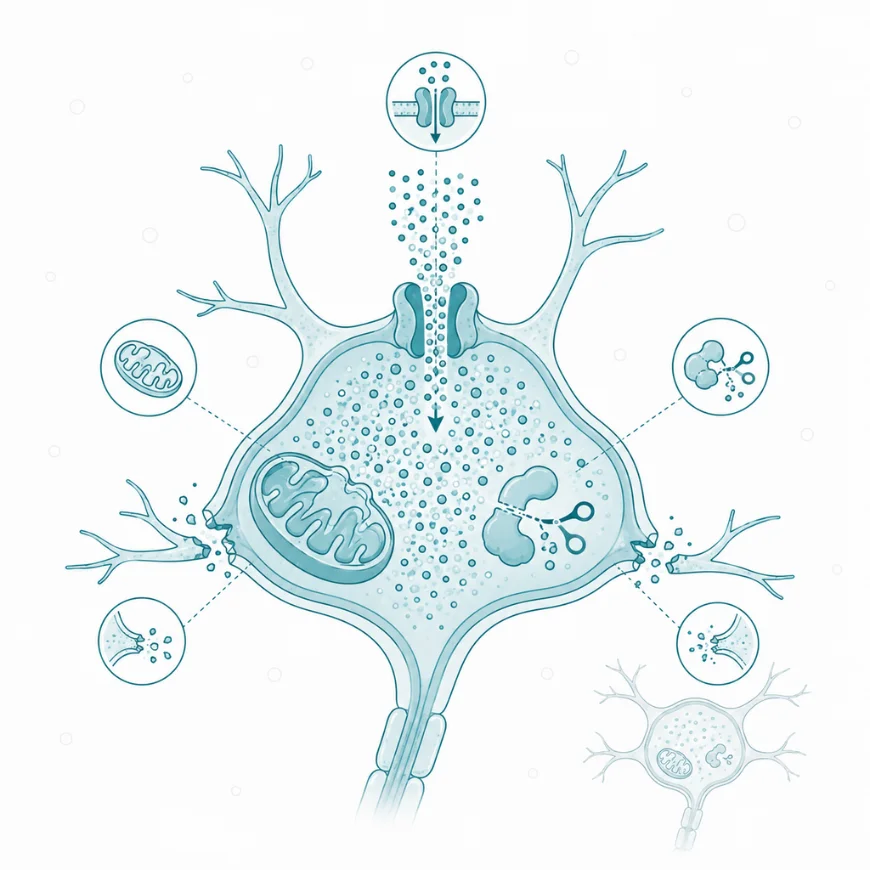 Sygnalizacja wapniowa — Ekscytotoksyczność — przeciążenie i śmierć komórki