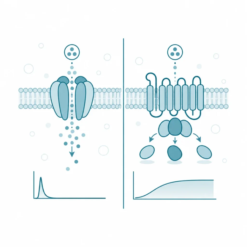 Acetylocholina (ACh) — Milisekundy i sekundy — dwie rodziny receptorów