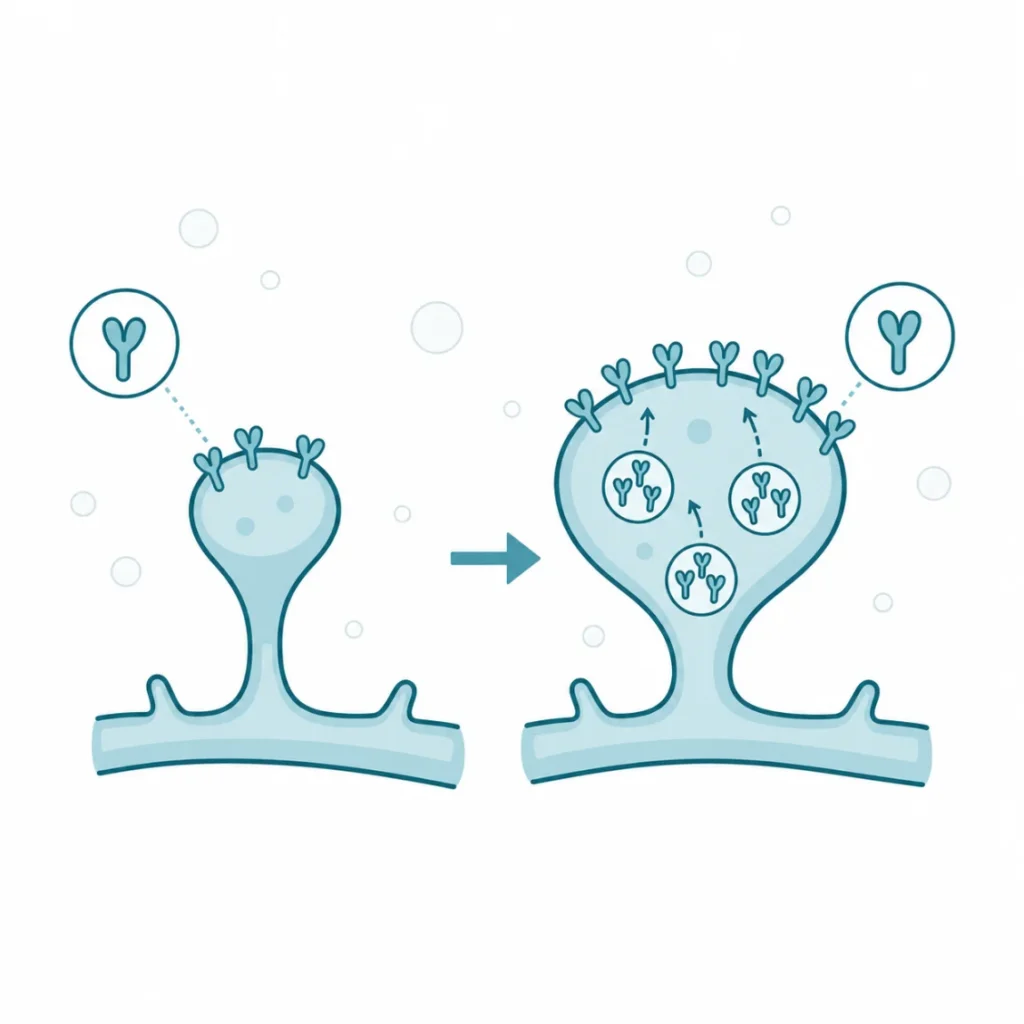 Receptor AMPA — Wzmocnienie = dostawienie receptorów