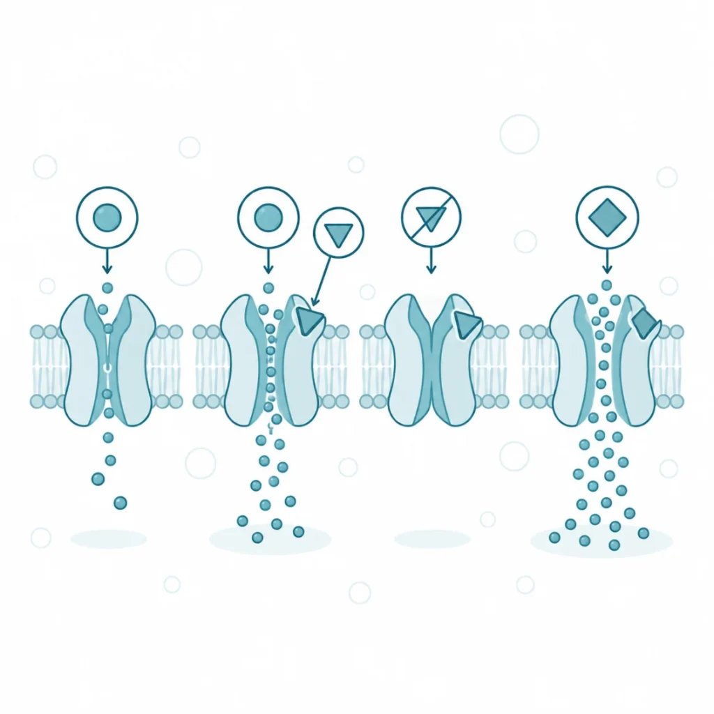 Receptor GABA-A — Benzodiazepina wzmacnia, barbituran otwiera
