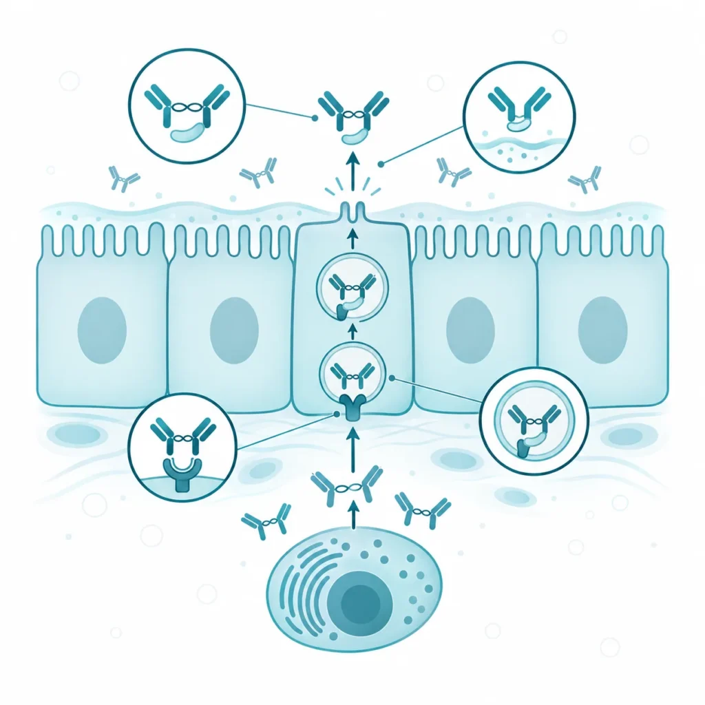 Wydzielnicza IgA i odporność śluzówkowa — Transport przez nabłonek
